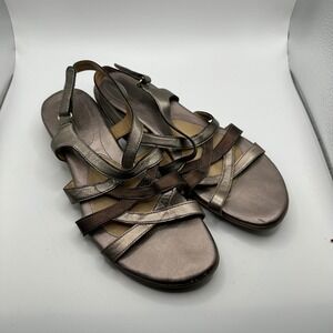 Naturalizer Cadence Pewter Metallic Strappy Slingback Sandals Womens 9.5N Narrow